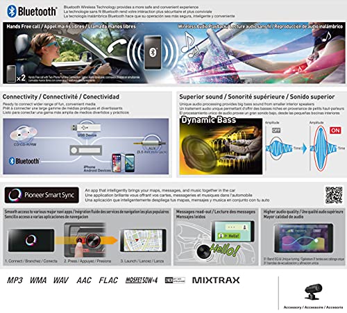 Pioneer FH-S52BT Double DIN CD Receiver with Improved Pioneer Smart Sync App Compatibility, MIXTRAX, Built-in Bluetooth Pioneer FH-S52BT Double DIN CD Receiver with Improved Pioneer Smart Sync App Compatibility, MIXTRAX, Built-in Bluetooth